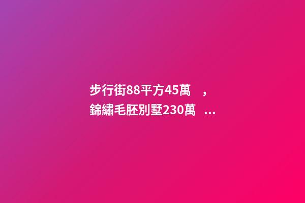 步行街88平方45萬，錦繡毛胚別墅230萬，城南自建房273平帶院165萬